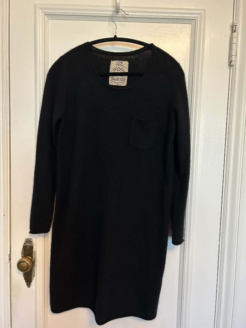 LDB Paris 100% Cashmere Black Oversized Long Sleeve Mini Sweater Dress Size 0